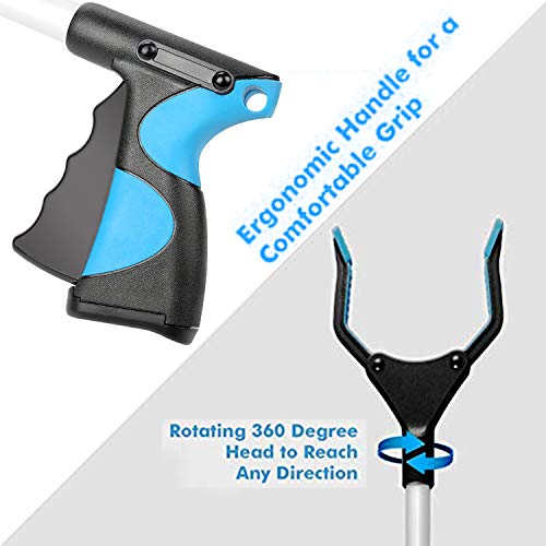 Adusa Reacher Grabber Pick up Tool,32" Foldable Lightweight Long Duty Mobility Aid, Grabber Tool for Elderly,Claw Trash Garbage Picker - 2 Pack