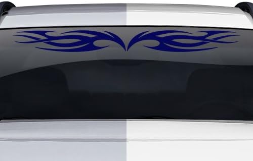 Sticky Creations - Design #118 Tribal Flame Windshield Decal Sticker Vinyl Graphic Rear Back Window Banner Tailgate Car Truck Van Motorcycle Go Cart Trailer Wall | 36"x4.25" - Dark Blue
