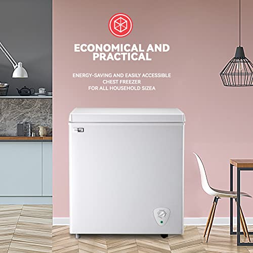 5.0 Cubic Feet Chest Freezer Compact Deep Freezers with Adjustable