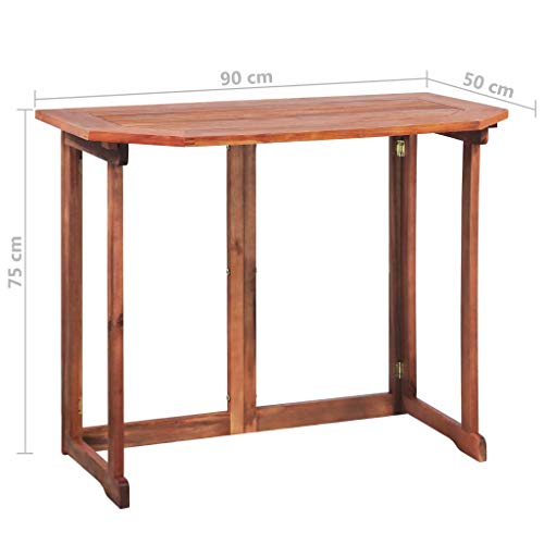 Festnight Balkontisch | Garten-Esstisch | Outdoor Esszimmertisch | Klappbar Gartentisch | Terassentisch | Holz Tisch | Balkon Esstisch | Massives Akazienholz 90 x 50 x 75 cm – Bild 8