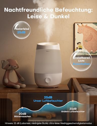 2.5L Luftbefeuchter Schlafzimmer 250ml/h 25H Ätherisches Öl Diffusor