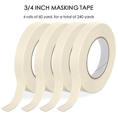 Masking Tape, Anumit 3/4 in Purpose Multi-Surface Adhesive Tape for Labeling, Painting, Packing and More. Easy Tear Tape and Adhesive Leaves No Residue, 4 Rolls = 240 Yards - Thumbnail 4