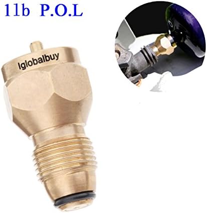 Iglobalbuy 100% Brass P.O.L Propane Refill Adapter Lp Gas 1 Lb Cylinder Tank Coupler Heater Bottles Coleman from 20-40 LB Tank BBQ Grill Saver (1pc- POL)