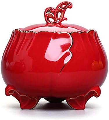 UCYG Airtight Food Storage Containers Bins with Lids Large, Ceramic Pottery Cereal Containers Canister Cookie Jar for Kitchen Pantry Organization Flour Rice Candy Bulk, 1.2L, 16x16cm (Color : Red)