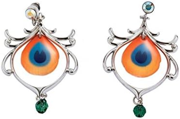 Franz Fashion AccessoriesProud Peacock Rhodium Plated Brass & Sculptured Porcelain Pierced Earrings