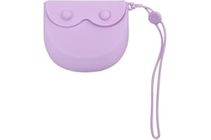 SENLIN DENTAL 1PC Silicone Retainer Case without Lanyard, Cute Vent Holes Denture Case, Mouth Guard Case Travel Holder for Girls, Women, Men (Purple with Lanyard)