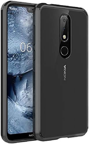 FINON Clear Perfect Body Model [ TPU Bumpers/PC ] for Nokia 6.1 Plus Case/Nokia X6 (2018) Case with Hybrid Protective Clear and Impact Resistance - Black