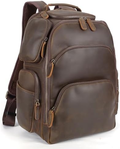 Amazon.com: 16 Inch Leather Backpack for Men Women Rucksack Large