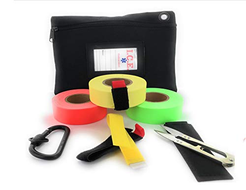 VAS HIGH Visibility Rainbow Trail Marking & Flagging Ribbon DLX Tape Trail Pack- Outdoor, Commercial & Industrial Use Organizer Utility Bag Scissors & Case Retention Strap (Random Assorted, 3 Pack)