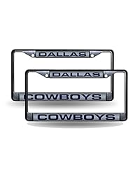 Dallas Cowboys Láser de metal), color negro (2) License Plate Frame Set
