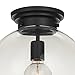 Globe Electric 65954 Portland Light Semi-Flush Mount, Black with Clear Glass Shade, 13.42