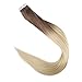 Full Shine Glue In Hair Extensions 18 Inch Tape In Ombre Hair Extensions Hair Color 6B Fading To 613 Yellow Blonde Tape In Real Hair Extensions Invisible Tape In Hair 50 Grams 20 Pcs
