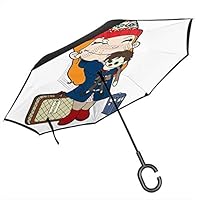 Amelia Pond Doctor Who Tardis Double Layer Inverted Umbrella For Car Reverse Folding Upside Down C-Shaped Hands - Lightweight & Windproof - Ideal Gift