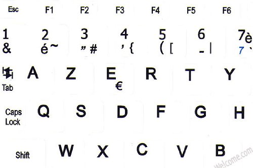 NETBOOK FRENCH AZERTY KEYBOARD STICKERS WHITE BACKGROUND FOR MINI LAPTOPS