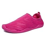 AMAWEI Men Women Water Shoes Barefoot Quick Dry Beach Swim Shoes Sports Aqua Socks for Pool Surf Yoga Sailing Boating Walking Pool Aerobics (40, Rose Red)