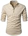NEARKIN (NKNKN350 Beloved Men Henley Neck Long Sleeve Daily Look Linen Shirts Beige US XL(Tag Size XL)