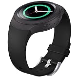 FanTEK Band for Samsung Gear S2 - Soft Silicone Sports Style Replacement Strap Work for Samsung Gear S2 Smart Watch SM-R720 SM-R730 Version Only (Black)