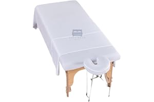 Cottingon 3 Piece Massage Table Sheet Set, 100% Brushed Premium Microfiber Ultra Light, Wrinkle free, Facial Bed Cover Fits 36" x 77" upto 7"Deep Massage Beds, White