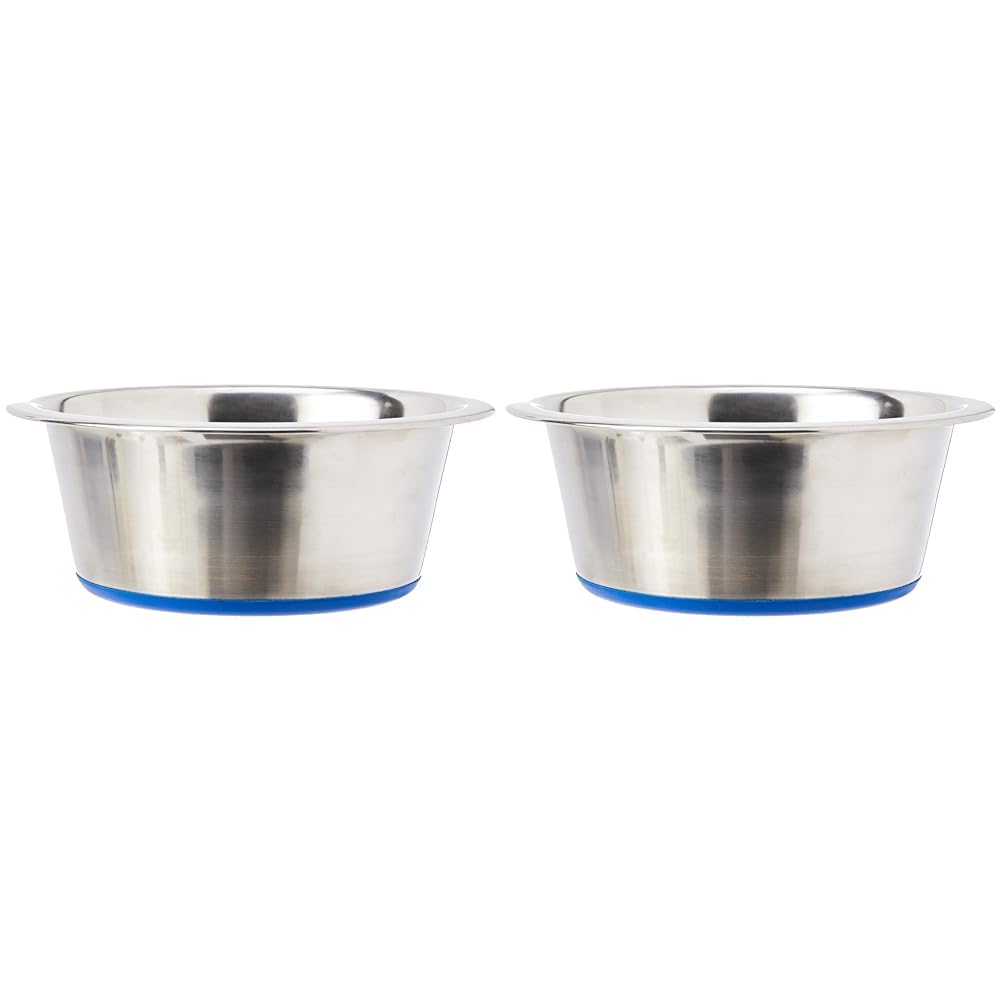 Classic Pet Products Non-Slip Stainless Steel Dish (900 ml - 170 mm, 6.5 inch Diameter Dog Bowl) (Pack of 2)