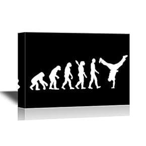 Human Evolution Canvas Wall Art - Human Evolution to Hiphop Dancer - Gallery Wrap Modern Home Art | Ready to Hang - 12x18 inches
