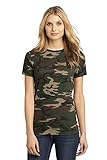 District Made - Ladies Perfect Weight Camo Crew Tee, Military Camo, XX-Large