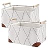 Large Decorative Storage Bins Baskets for Organizing, 2 Pack Fabric Storage Baskets Bins for Shelves, Foldable Fabric…