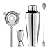 Oggi 4 Piece Stainless Steel Bartender Accessories Set-Includes Stir-Stick, Cocktail Shaker, Double Jigger and Ice Strainer, Copper