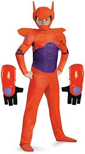 Kid's Red Baymax Big Hero 6 Disney Boys Costume And Gloves Bundle Large 10-12