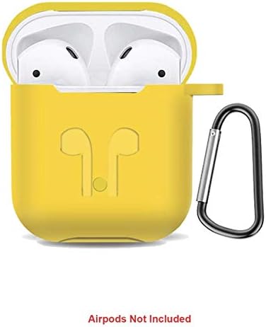 MOBiZAFS Silicone Shock Proof Protection Sleeve Carrying Bag Case Cover with Key Chain for Apple AirPods Wireless Headset (Yellow)