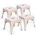 Costzon Kids Stackable Metal Stools w/Safety Rounded Corners & Rubber Pads, Children Portable Steel Stools for Kindergarten School Classroom, Toddlers Stepping Stool for Kitchen (Cream, Set of 4)