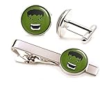 Incredible Hulk Cufflinks, Avengers Jewelry, Hulk Tie Clip, Avengers Cuff Links Link, Superhero Wedding Jewelry, Groomsmen