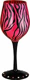 Zebra Magenta Bottom's Up Wine Glass