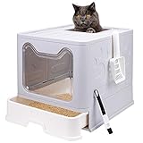 Foldable Cat Litter Box with Lid, Enclosed Cat