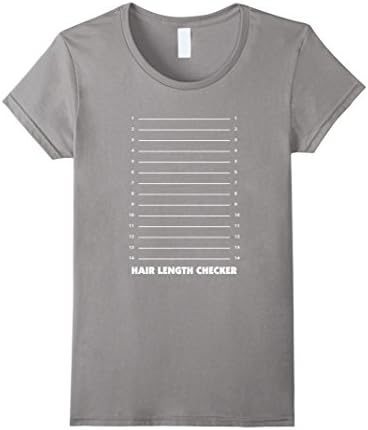 Women's Hair Length Checker Funny Graphic T-shirt  Large Slate