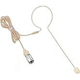 XGWTH Headset Microphone Single Ear Earset Headworn Over Ear Hanging Condenser Omnidirectional Mic Compatible with Audio-Technica Wireless System Bodypack Transmitter with 1.2m Cable Hirose 4 Pin Plug