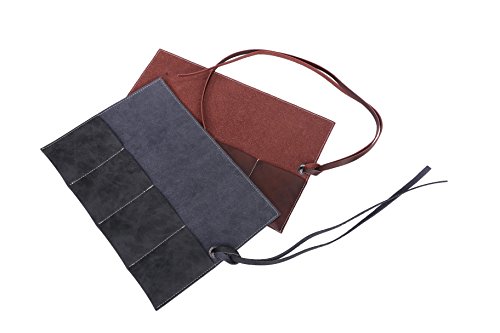 image for Hense Handmade Durable Suede Leather Watch Roll Traveling Case Watch R