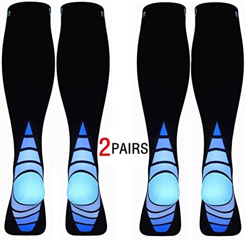 (2 Pairs)Compression Socks / Stockings for Men & Women,Speed Up Recovery BEST Graduated Athletic Fit for Travel, Running, Nurses, Shin Splints, Flight & Maternity Pregnancy. Boost Stamina, Circulation