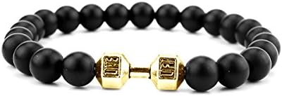 BDGear Dumbbell Fitness Bracelet - Barbell Wrist Bracelet - Motivation - Body building - Weight Lifting Gift (Gold)