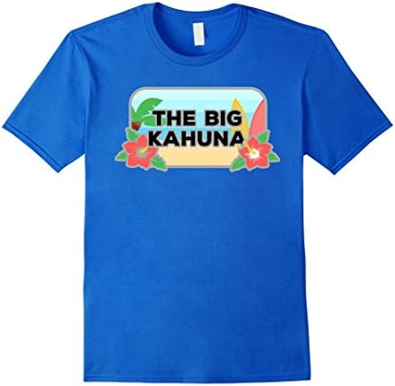Mens The Big Kahuna Hawaiian Tiki Hibiscus Tee Shirt 3XL Royal Blue