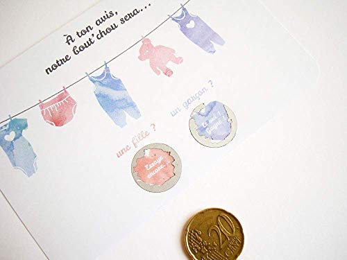 Sexe Du Bebe Mini Carte A Gratter Annonce Grossesse Collection Fil A Linge Aquarelle Fille Ou Garcon Fournitures De Bureau Et Articles De Fete Fournitures De Bureau