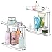 mDesign Steel/Plastic Freestanding Countertop Corner Shelf Organizer with 2-Tier Storage for Bathroom, Vanity, Cabinet, Counter - Holds Makeup, Bath Gel - Prism Collection - 2 Pack - Clear