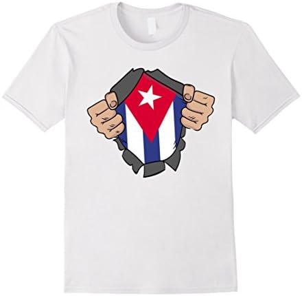 Mens Cuba National Flag T-Shirt With Ripped Design - Pulover Cuba Medium White