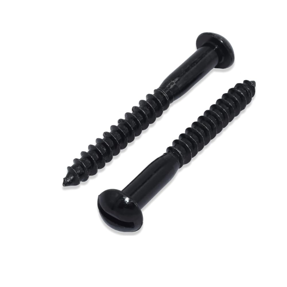 Merriway BH03813 (10 Pcs) Black Japanned Roundhead Screws, 10 x 2 inch - Pack of 10 Pieces