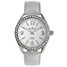 Peugeot Women's Large Silver Case Swarovski Crystal White Thick Leather Band Dress Watch 3006WT