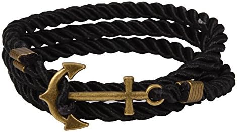 Vintage Nautical Anchor Charm Multiplayer Rope Twining Weave Nylon Rope Bracelet