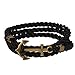 Vintage Nautical Anchor Charm Multiplayer Rope Twining Weave Nylon Rope Bracelet -Black