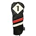 Majek Retro Golf Headcovers Black Red and White Vintage Leather Style 1 & 3 Driver and Fairway Head Cover Fits 460cc Drivers Classic Look
