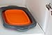 XL Large Kitchen Strainer by Comfify - Collapsible Silicone Over-The-Sink Colander with Extendable Handles - Use with Pasta, Fruit, Berries & Veggie - 6 Quart - -Orange & Grey