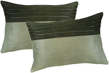 Metje 14x20 Faux Suede Corded Decorative Toss Pillows, 2-Pack, Medium, Sage, 2 Piece