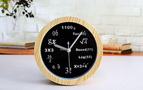 JinRou Mathematical formula style alarm clock Stylish and ultra-creative Polytechnic Digital Desk Stand Clocks Wood Alarm Mute white bottom